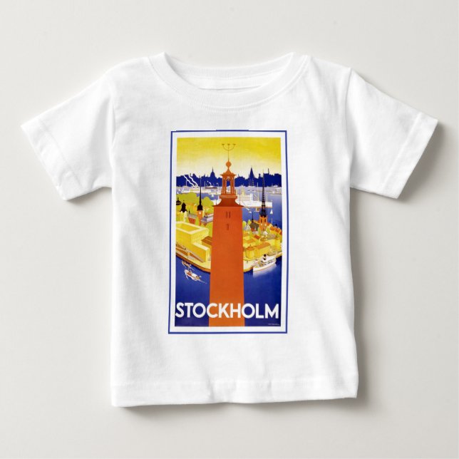 Camiseta Para Bebê Vintage Estocolmo Suecia (Frente)