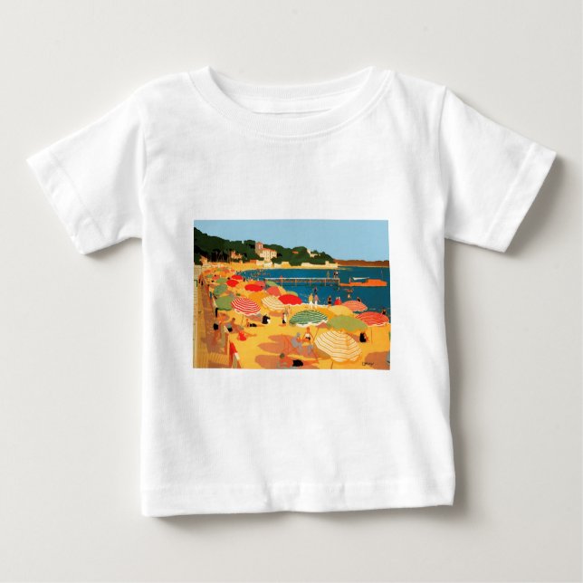 Camiseta Para Bebê Vintage French Riviera Beach (Frente)