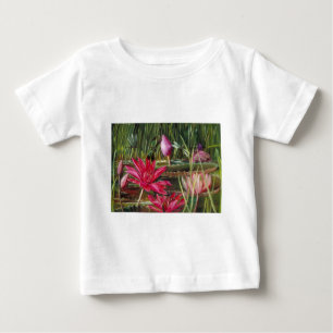 Camiseta Para Bebê Vintage pintando flores cor-de-rosa