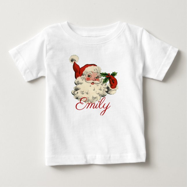 Camiseta Para Bebê Vintage/Retro Pai Natal Personalizado (Frente)