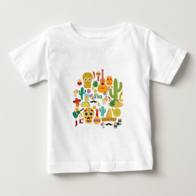 Camiseta Para Bebê viva méxico (Frente)