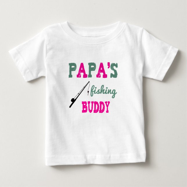 Camiseta Para Bebê Vovô Pesca Buddy Baby Tee (rosa) (Frente)