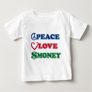 Camiseta Para Bebê Wall Street/Peace Love Money