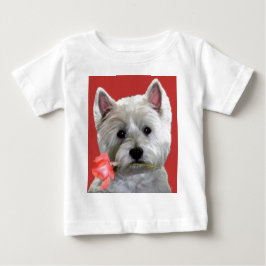 CAMISETA PARA BEBÊ WESTIE COM UM ROSA PARA VOCÊ