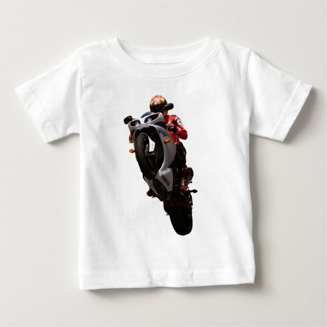 Camiseta Para Bebê Wheelie de Yamaha R1 (Frente)
