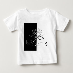 Camiseta Para Bebê Yin Yang Black White Lotus Blossom