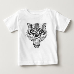 Camiseta Para Bebê Zentangle inspirou o lobo
