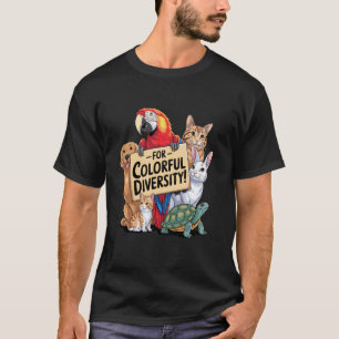 Camiseta para Colorida Diversidade Papagaio Cachorro Gato C