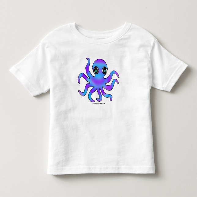 Camiseta para Criança - Polvo Azul Violeta (m) (Frente)