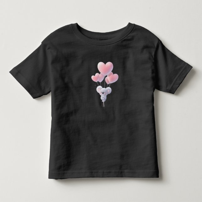 Camiseta para crianças com urso de pelúcia e balão (Frente)