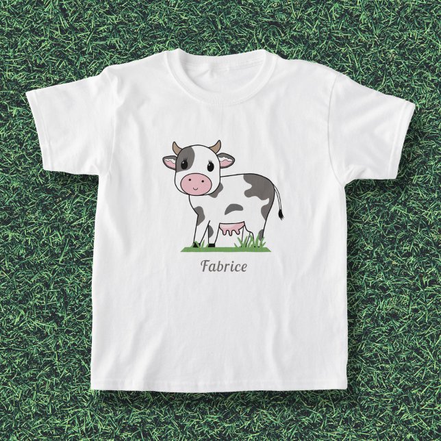 Camiseta para Crianças de Vaca Bonita (Cute Cow Kids T-shirt)