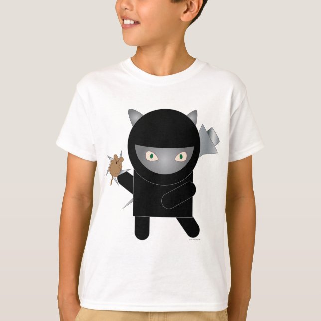 camiseta para crianças do gatinho ninja (Frente)