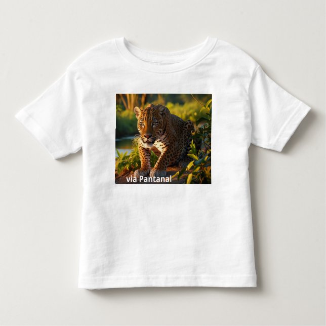 Camiseta para Crianças em Jersey Fina Onça Pintada (Frente)