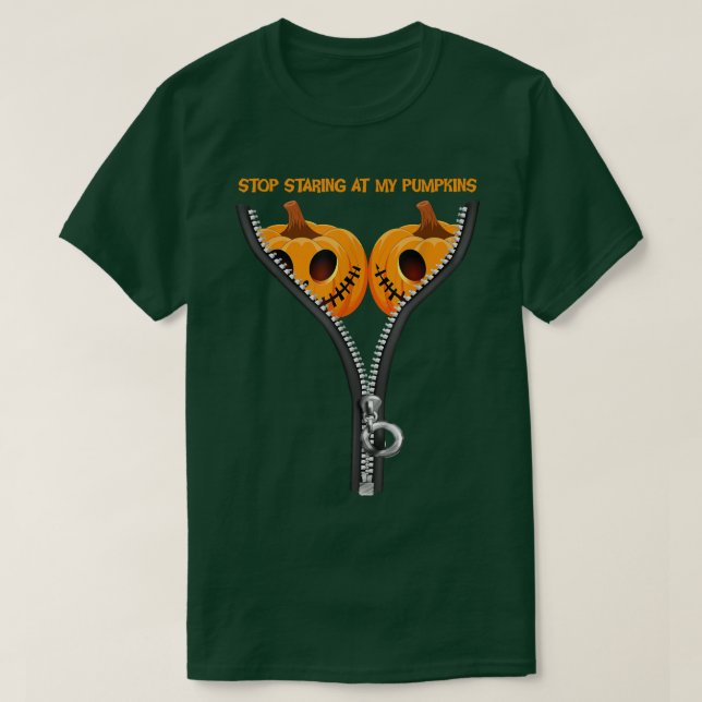 Camiseta Pára De Olhar Para As Minhas Mulheres De Halloween (Frente do Design)