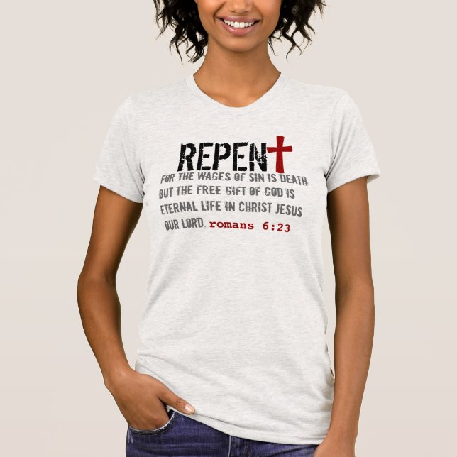 Camiseta para ELA (adulto): 6:23 dos romanos + Actua o 4:12 (Frente)