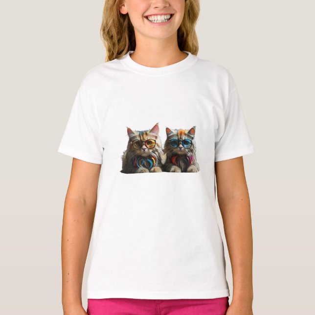 Camiseta para gatos para crianças T-Shirt (Frente)