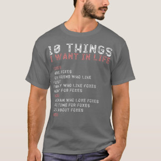 Camiseta Para homens 10 coisas que quero na minha vida como