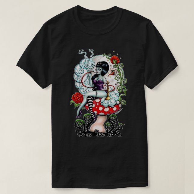 Camiseta Para Homens Alice Na Terra De Zombie - Gato De Sch (Frente do Design)
