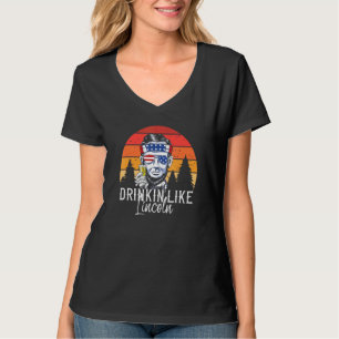 Camiseta Para Homens Bebendos Como Lincoln Abraham Vintage