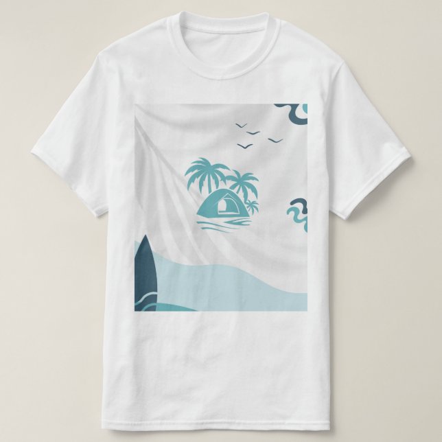 Camiseta para homens cor do mar bege (Frente do Design)