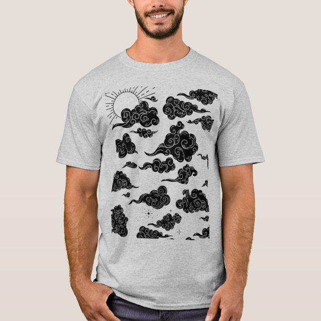 Camiseta para homens design de nuvens (Frente)