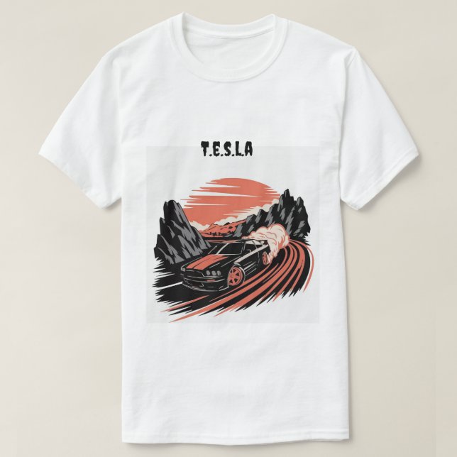 Camiseta para homens t.e.s.l.a (Frente do Design)