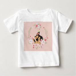 Camiseta para Menina com Cão, Pássaro e Flores