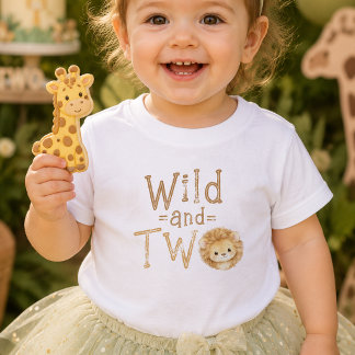 Camiseta para menina no 2º aniversário, selvagem e