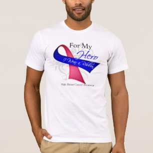 Camiseta Para meu herói eu visto um cancro da mama do home