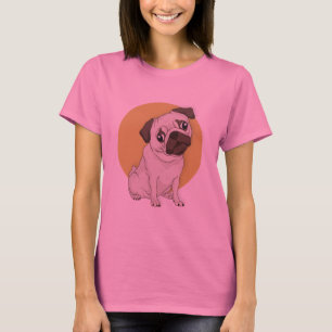 Camiseta para mulheres "Pug Cute-Drawn"