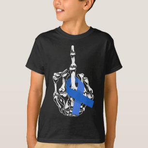 Camiseta Para o Cancer do cólon do dedo médio do Cancer
