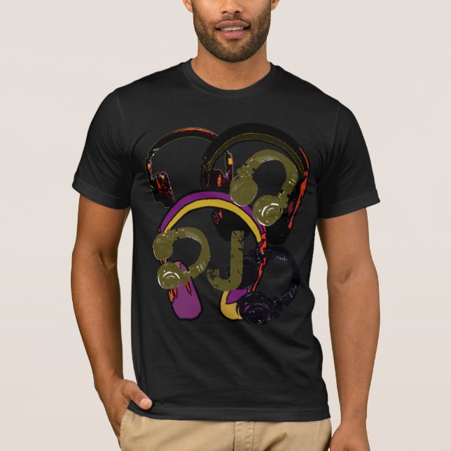 Camiseta para o d.j. . Gráfico de fones de ouvido (Frente)