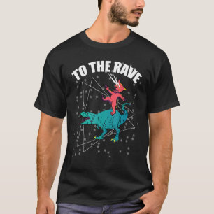Camiseta Para O Dinossauro Do Rave Gato Música EDM Rave T