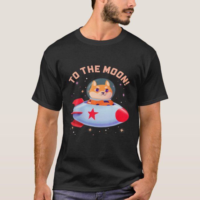 Camiseta Para O Foguete Shiba Inu Da Cripto De Lua (Frente)