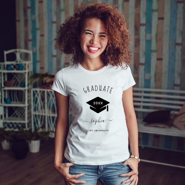 Camiseta Para o Formando | Na moda Black Text Class Year (Criador carregado)