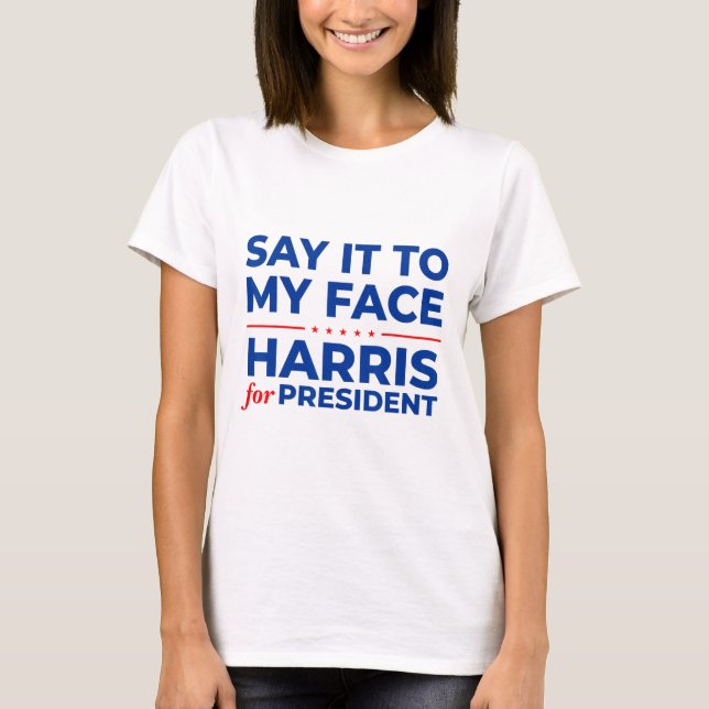 Camiseta Para O Meu Face Kamala Harris Debate 2024 (Frente)