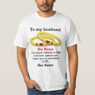 Camiseta Para o meu marido por ele, monograma de casal de c
