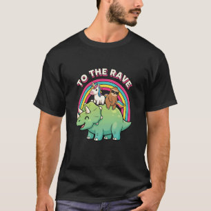 Camiseta para O Triceratops Unicórnio Sloth Rave Retro Arco