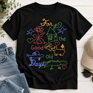 Camiseta Para os Bons Velhos Tempos Colorido Doodle