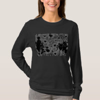Camiseta para pinturas de Flores Pretas e Brancas