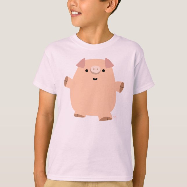 Camiseta para Porcos de Cartoon Bonito (Frente)