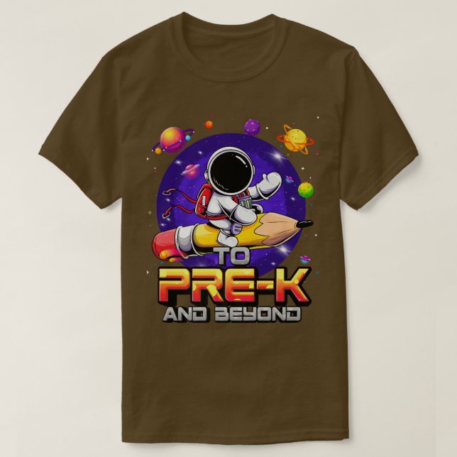 Camiseta Para Pré-K E Além Do Astronauta De Volta À Escola  (Frente do Design)
