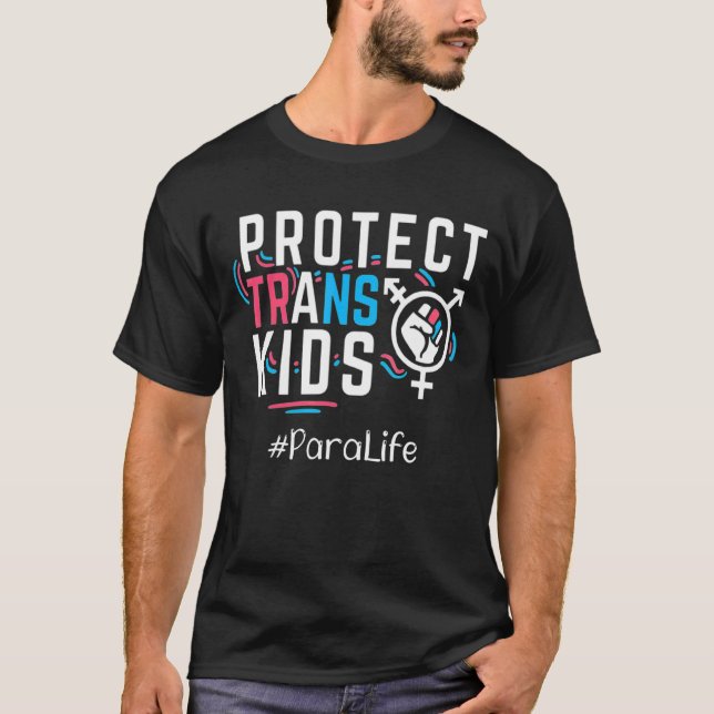 Camiseta Pará Protect Trans Kids Transgender Lgbt Pride Mon (Frente)