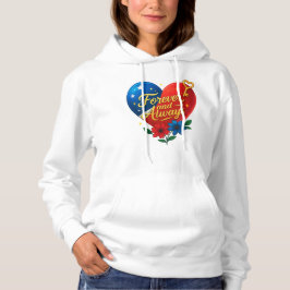 Camiseta Para sempre e sempre Hoodie | Coração Romântico e