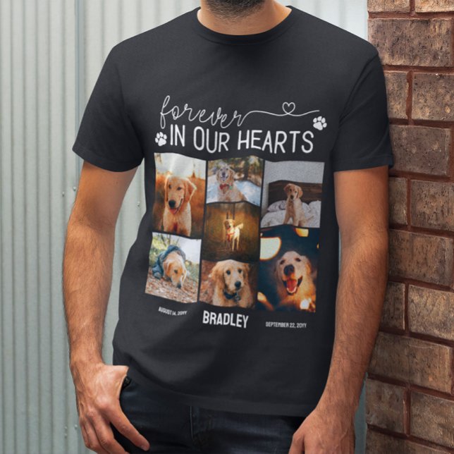 Camiseta Para Sempre Em Nossos Corações Pet Memorial Colage (Criador carregado)
