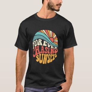 Camiseta Para sempre perseguir Pôrs do sol Praia Retro Vint