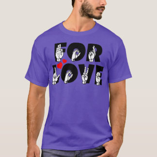 Camiseta PARA texto AMOR e idioma de sinal ASL design 3