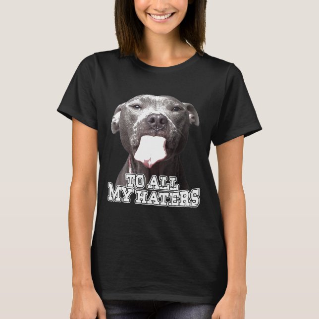 Camiseta Para Todos Os Meus Odiadores Cachorro Pitbull (Frente)