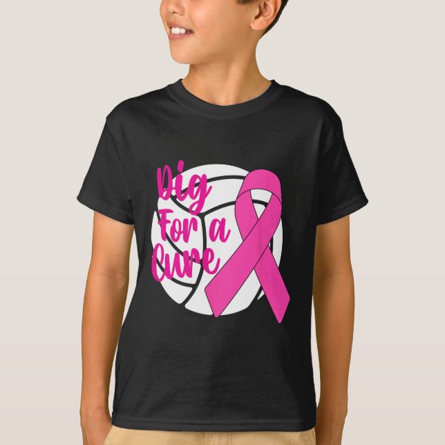 Camiseta Para um Cancer de mama puro rosa de vôlei (Frente)