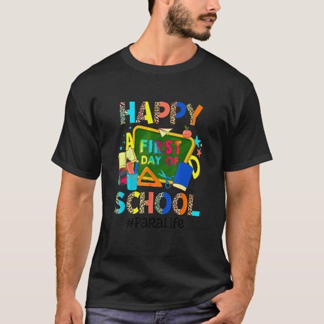 Camiseta Para Vida Boho Leopardo Feliz Primeiro Dia De Aula (Frente)